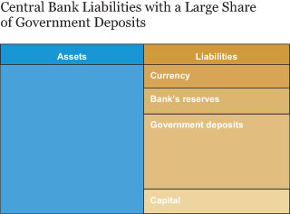 Central Bank Liabilities with a Large Share of Government Deposits