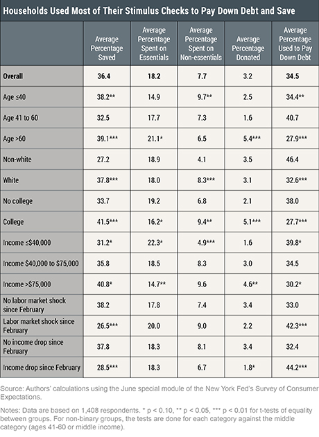 How Have Households Used Their Stimulus Payments and How Would They Spend the Next?