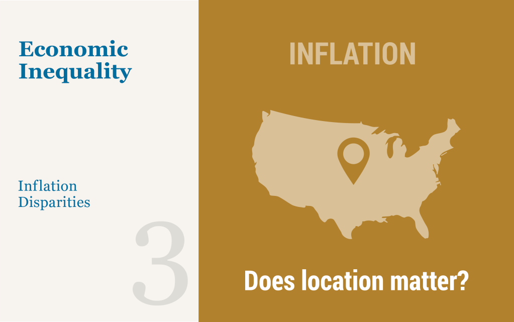 Illustration: Inflation: does location matter? A U.S. map with a pin dropped in the center.