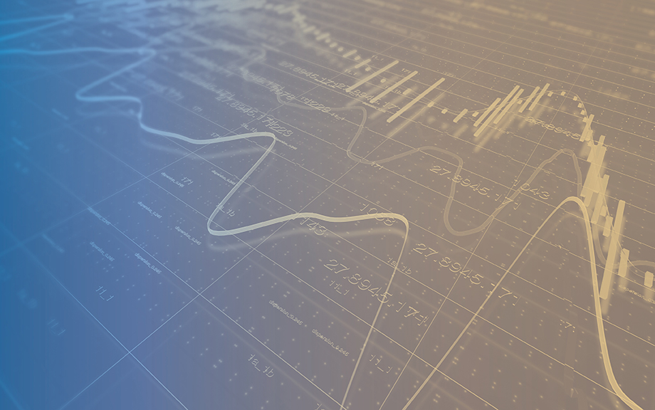 decorative illustration: chart and stock prices background.