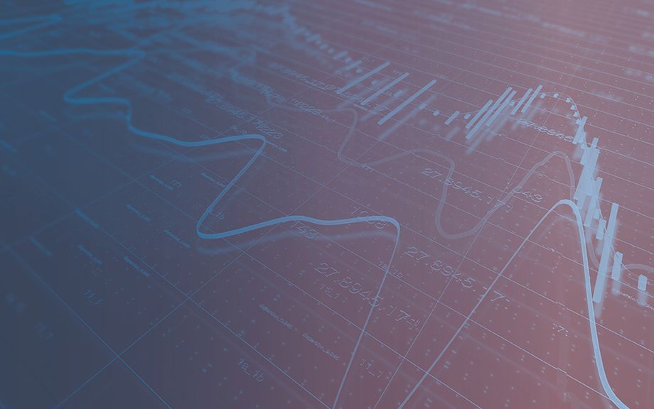 decorative photo of line and bar chart over data