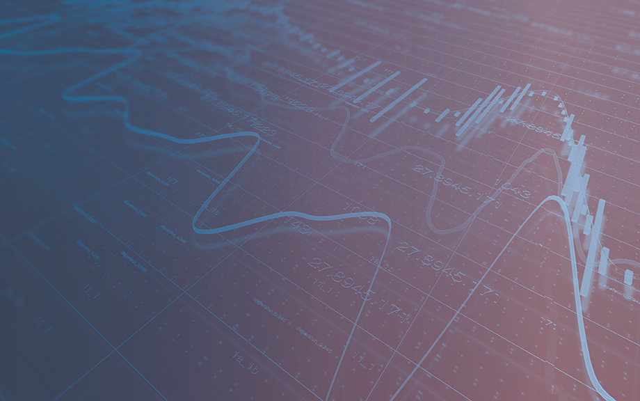 decorative photo of line and bar chart over data