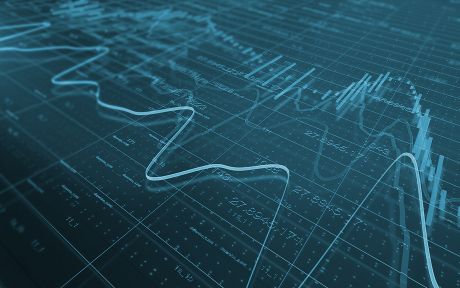 decorative illustration: chart and stock prices background.