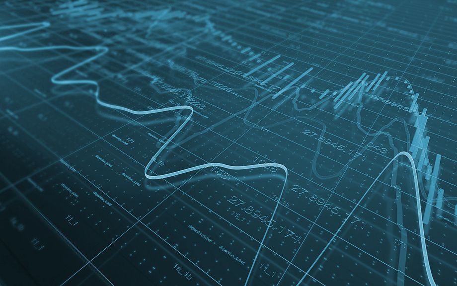 decorative illustration: chart and stock prices background.