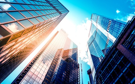 Decorative image: View of high rise glass building and dark steel in London