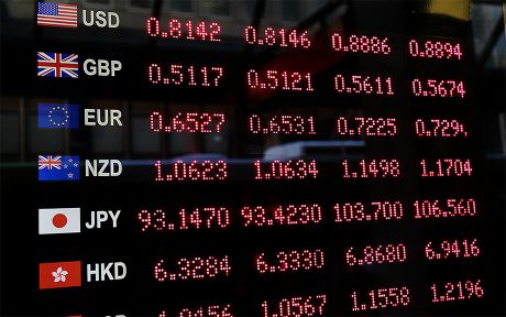 Decorative photo of a currency exchange board with prices listed.