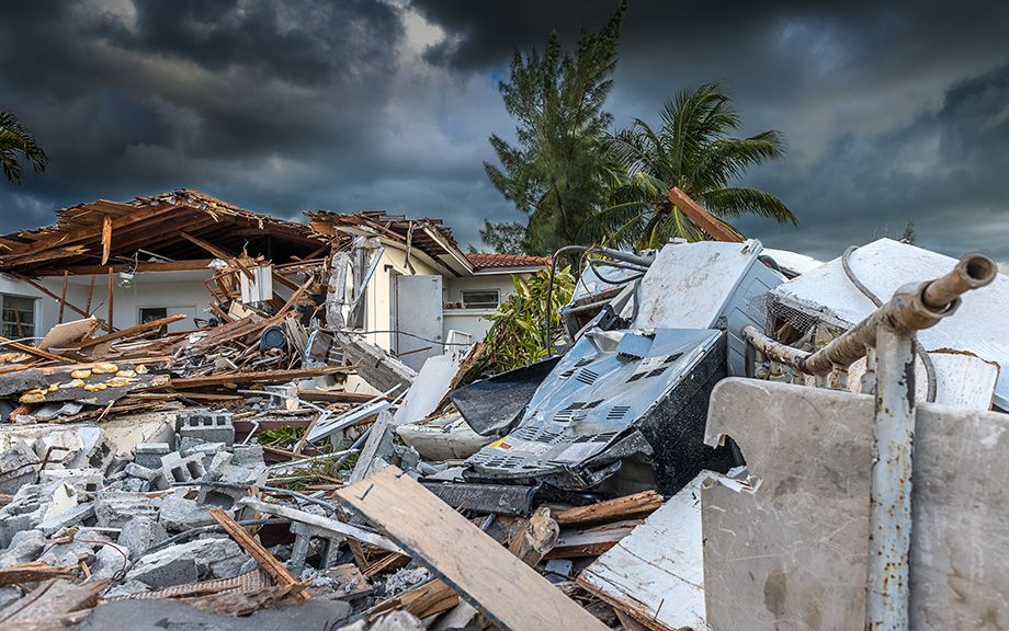 Photo: House destroyed by the passage of a hurricane in Florida.