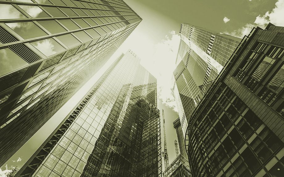 Decorative image: View of high rise glass building and dark steel in London