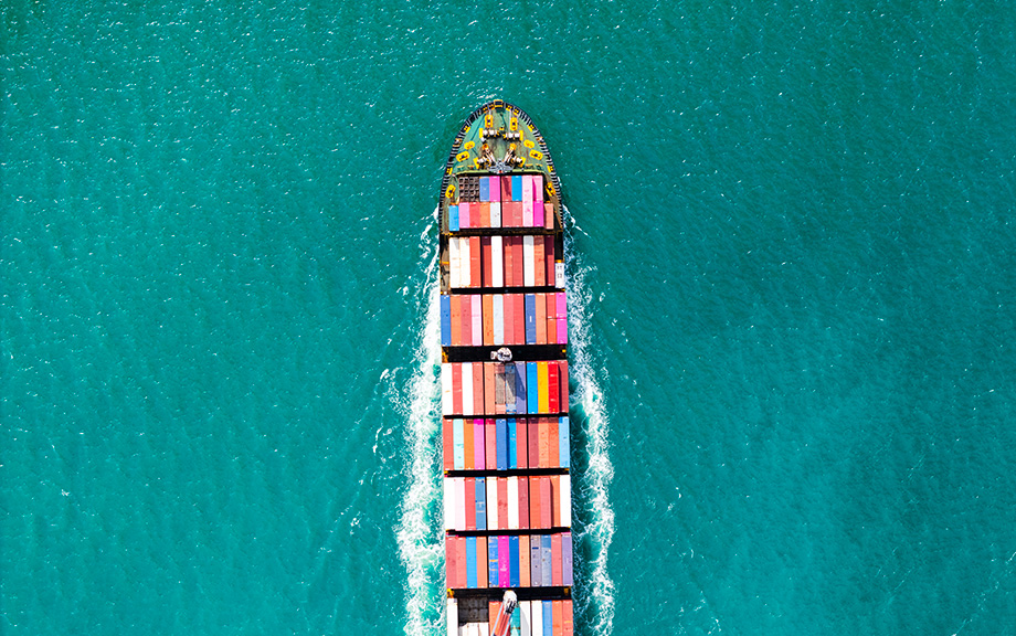 Photo: Shipping container in the middle of the ocean.