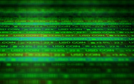 USD Coin Stock Market Ticker Crypto World 1 - Positive Returns - Green Version 1