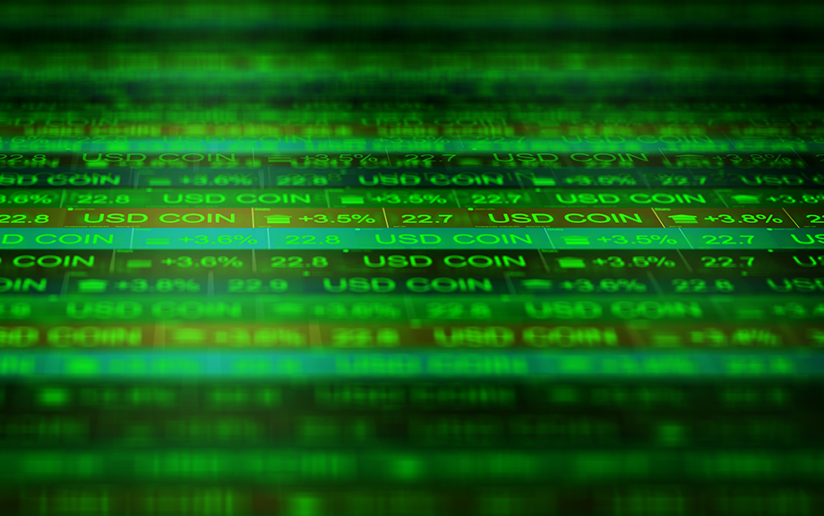 USD Coin Stock Market Ticker Crypto World 1 - Positive Returns - Green Version 1