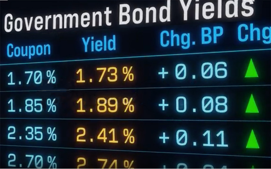 government bond yields trading board
