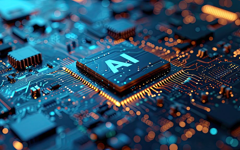 Detailed Close-up of an AI Chip on a Circuit Board