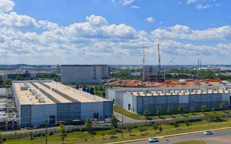 Aerial view of data centers in Ashburn, Virginia.