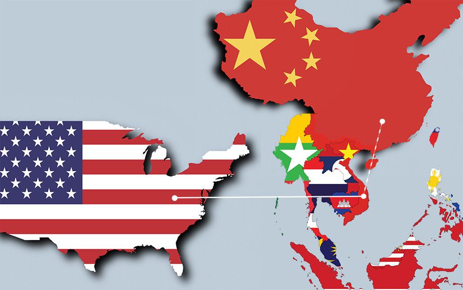 Illustration depicting a line from China to Vietnam and from Vietnam to the U.S.