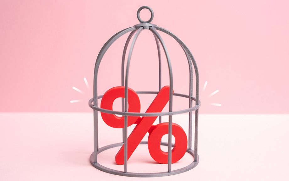 Illustration of a percent sign inside a bird cage.